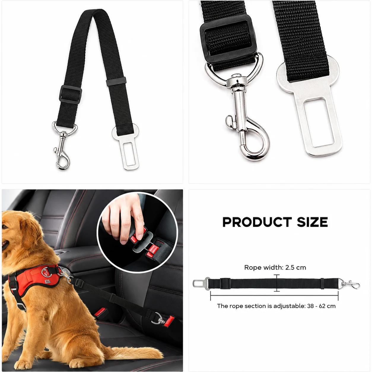 Pet Cat Dog Car Seat Belt Adjustable Safety Travel Clip Reflective Elastic Traction Rope French Bulldog Dog Accessories Supplies