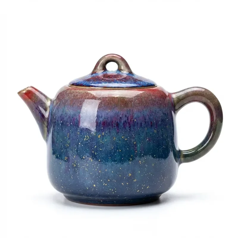 【CHIMU HOME】Jun Porcelain Kettle 230ml, Handmade Blue Gold Glaze Pot, Song Dynasty Retro Brewing Ware