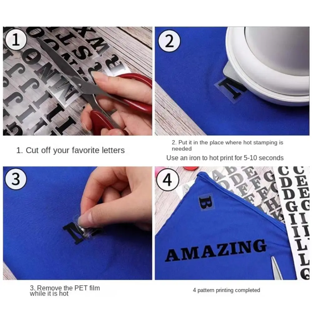 26 Letters Heat Transfers Patches for Clothing Iron on DIY Self Adhesive Appliques Clothing T-Shirt Hat Jeans Jacket Decoration