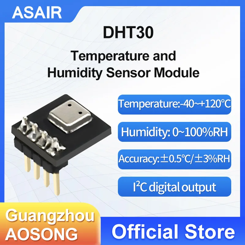 ASAIR DHT30 Temperature and Humidity Sensor I²C Signal Output Industrial Indoor Sensor Module