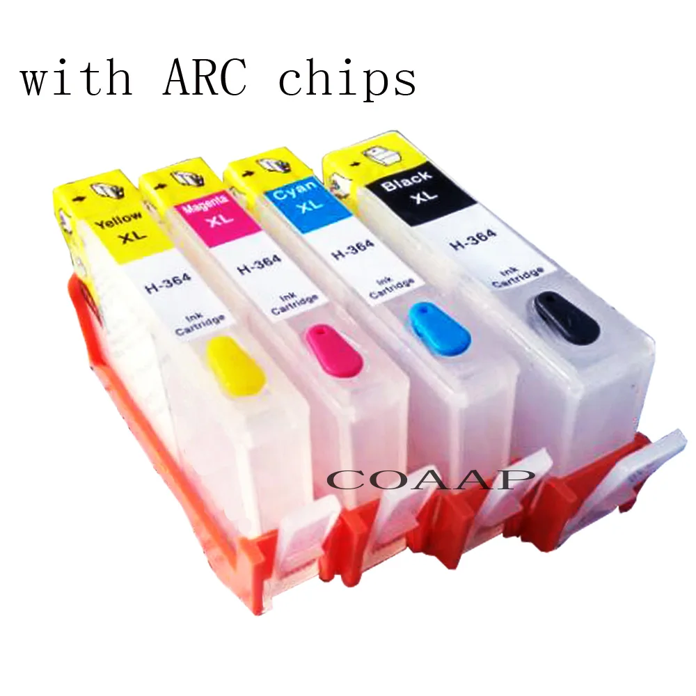 4 Compatible hp364 Refillable ink cartridge + 120ml Dye ink For hp 364 Officejet 4610 4620 4622 All-in-One Printer