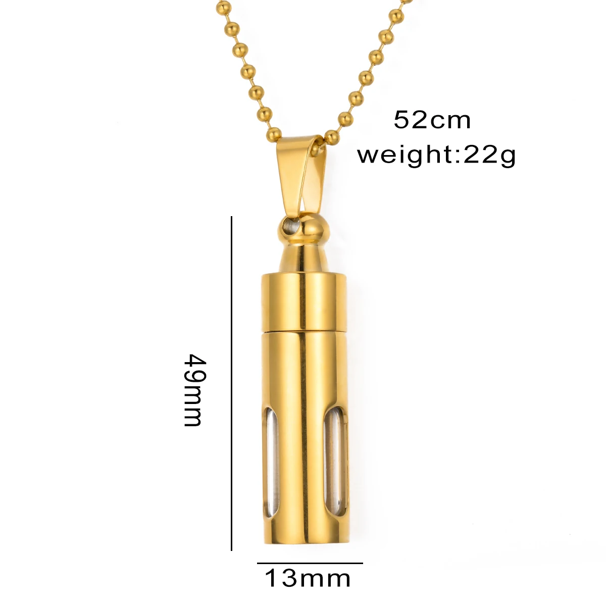 Stainless Steel Pendant Necklace Openable Glass Tube Container Urns Cylinder Cremation Memorial Pendant Necklace Jewelry