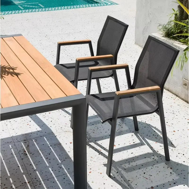 Modern minimalist style outdoor party tables and chairs balcony casual aluminum waterproof courtyard furniture set