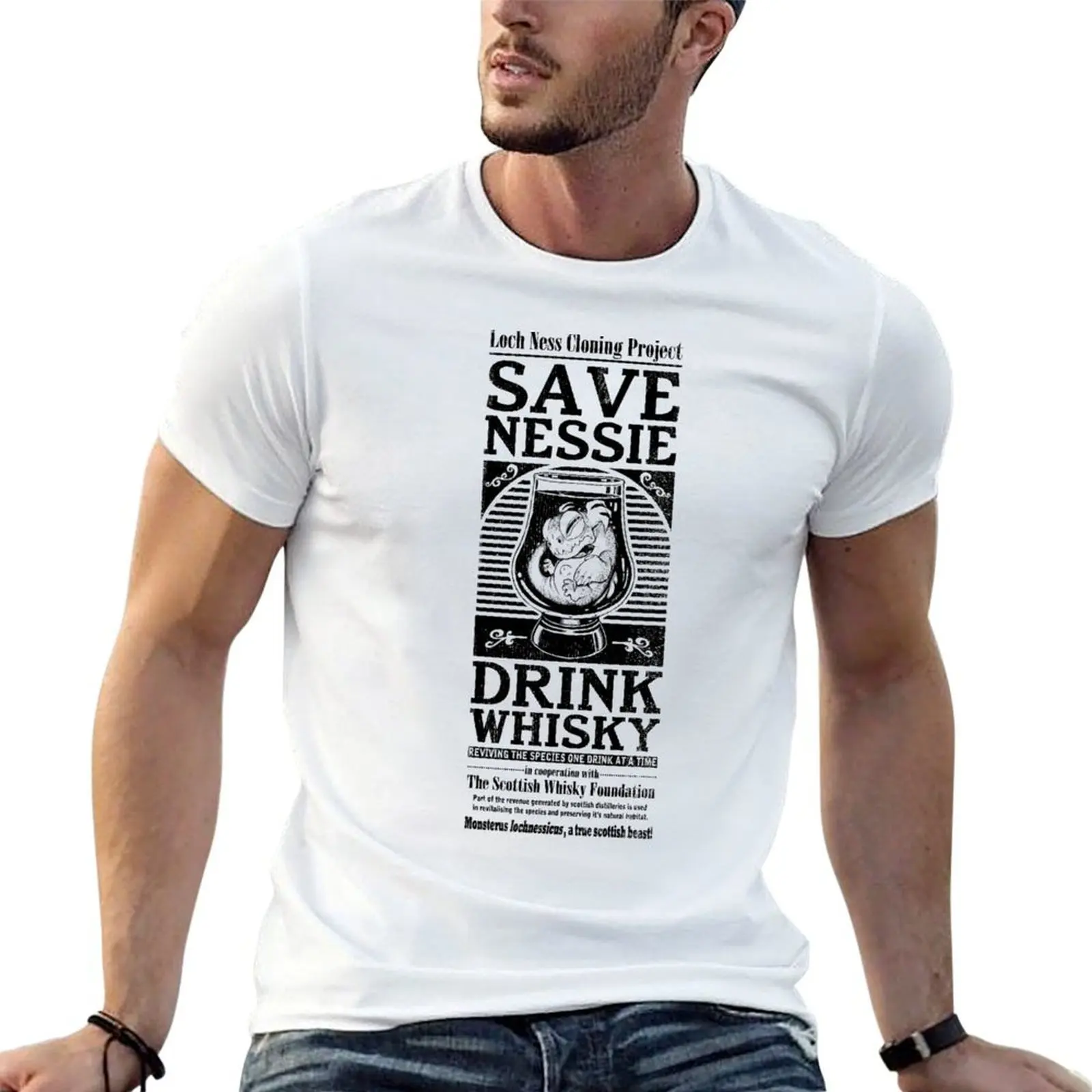

Save Nessie, Drink Whisky! T-Shirt man graphic t shirt man t shirts cotton T-Shirt