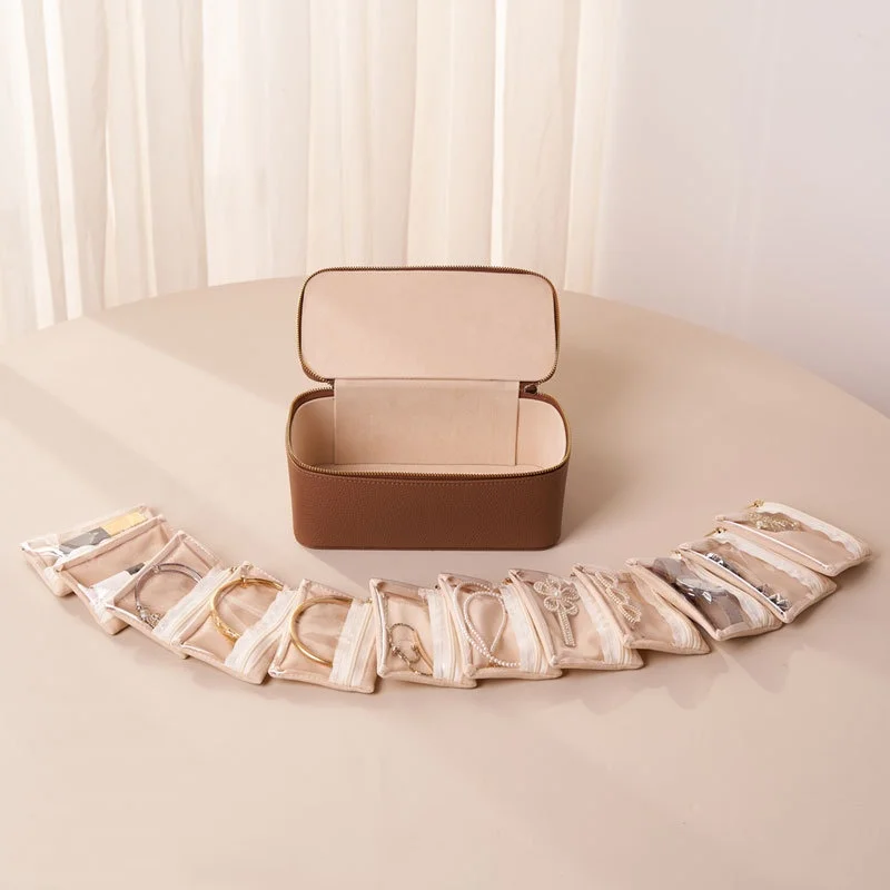 Portable Jewel Box Lockable Jewelry Box Small Ring Packaging Velvet Jewelry Storage Box For Daily Wear Jewelry Travel Accessory