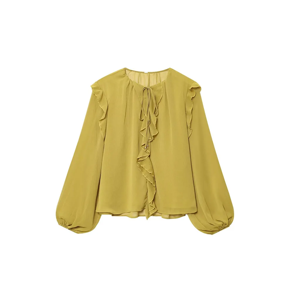 

Autumn new women's wear European and American style fashion simple layered decorative shirt