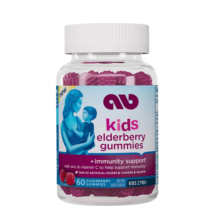 

Children's elderberry gummies, containing black elderberry, zinc, and vitamin C, gluten free, vegetarian (60 pills)