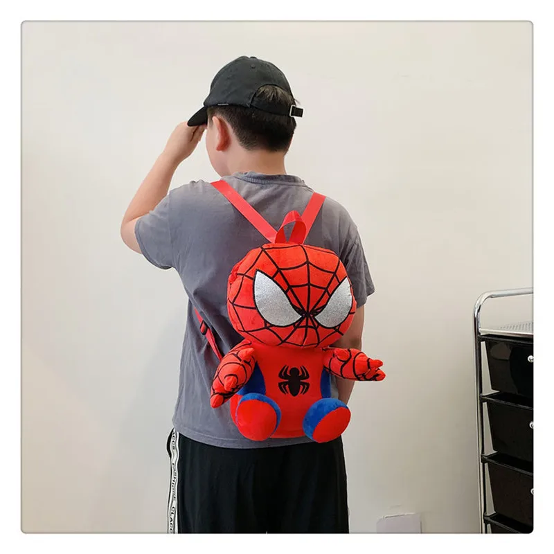 Spider Man Pluszowy plecak dla dzieci Kawaii Cute Anime Cartoon Kindergarten Travel Outdoor Bag Plush Doll Kid Birthday X-mas Gifts