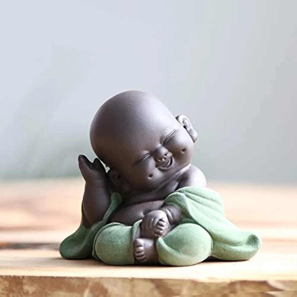 Ceramic Little Cute Buddha Statue Monk Figurine Creative Baby Crafts