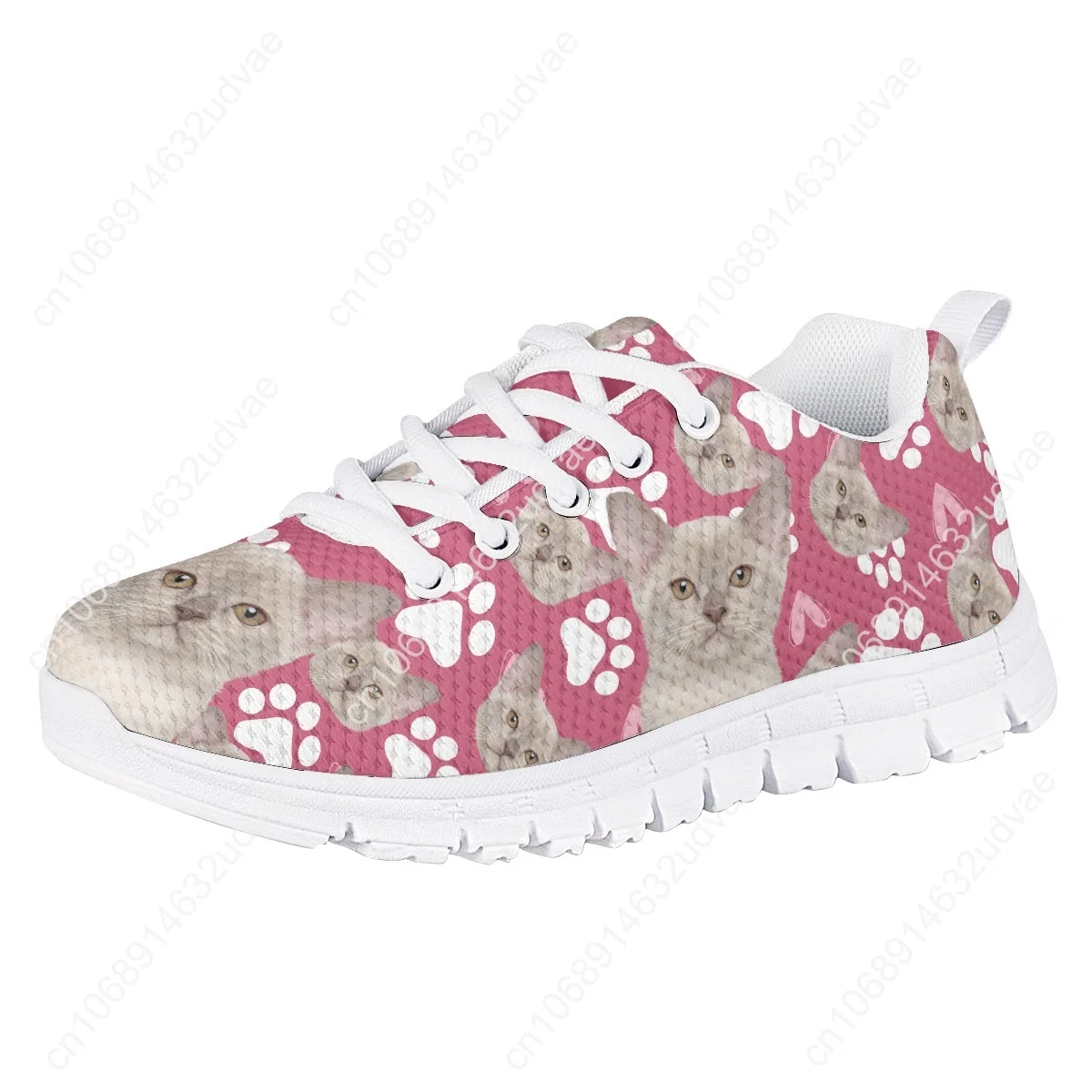 Lovely Pink 3D Cats Print scarpe basse per bambini Comfort Lace Up Mesh Sneakers Dog Footprint Design scarpe da passeggio per bambini Zapatillas Gift