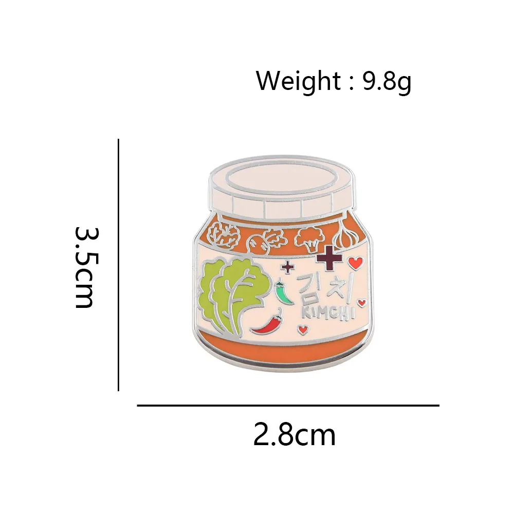 Niedliche Kimchi-Glas Emaille-Pin, Brosche mit koreanischem Essen-Motiv, lustiges Kimchi-Abzeichen für Rucksäcke und Kleidung, ein stilvolles Geschenk für Essensliebhaber. – Detail 3