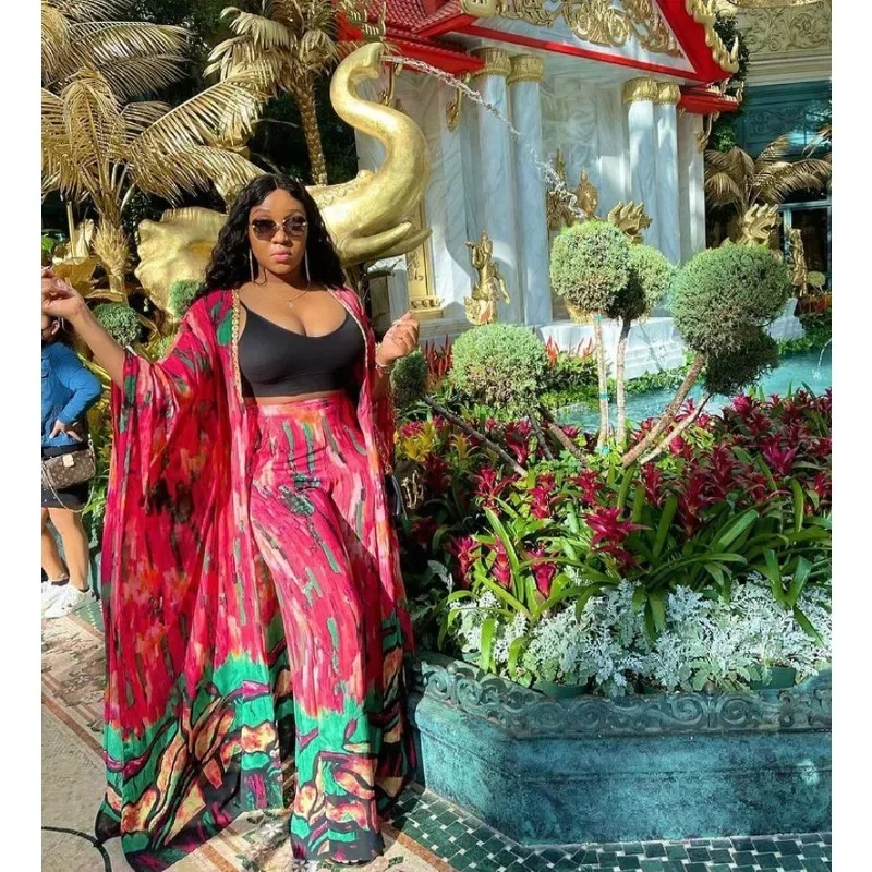 

Customized Two Piece Set Dashiki Summer African Clothes For Women 2025 Fashion Long Dress Sets Pants Suits Outfits Party Dresses
