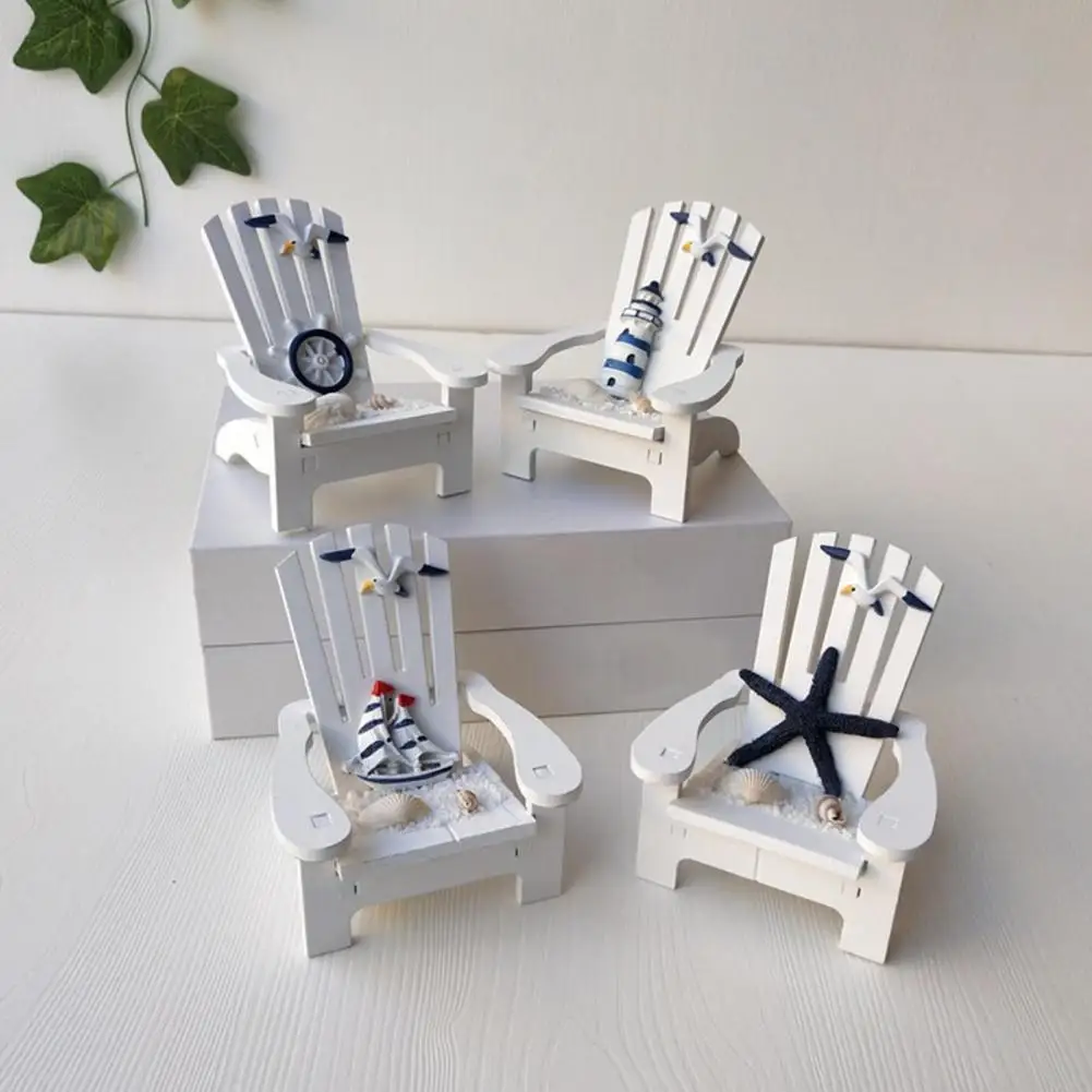 Delicate Detailed Beach Chair Figurine Paint Spraying Easy Clean Classic Mediterranean Style Doll Chair Miniature