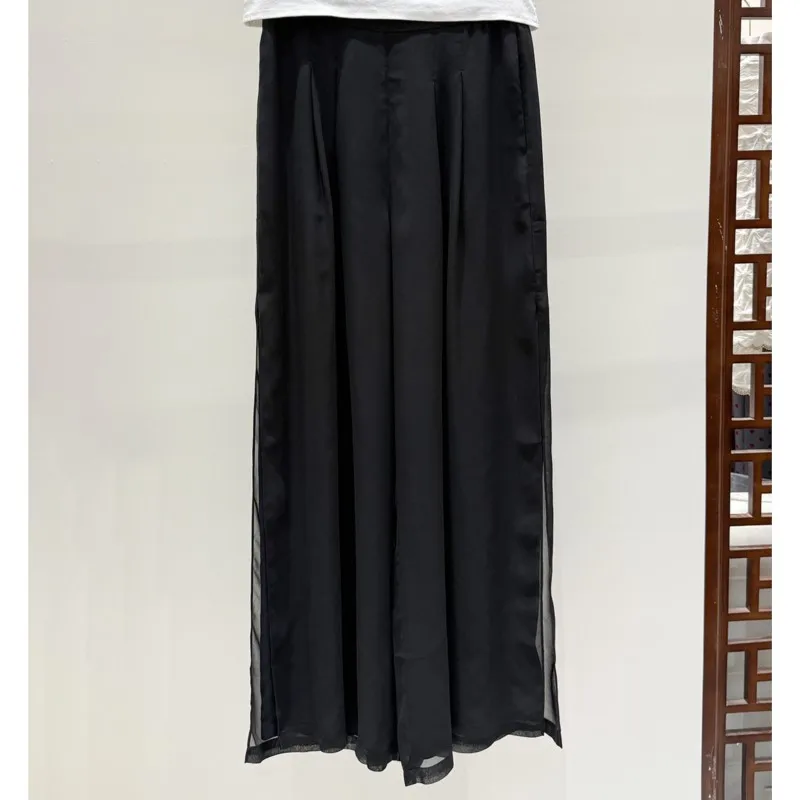 Johnature 새로운 중국어 와이드 레그 하카마 바지 여성 여름 국가 얇은 하이 웨이스트 드레이프 편안한 캐주얼 크로프트 바지