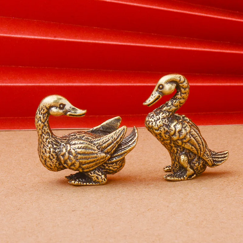 

Little Fairy/Retro Brass Mandarin Duck Duck Desktop Ornaments Creative Metal Tea Pet Sculpture Home Living Room Office Craft