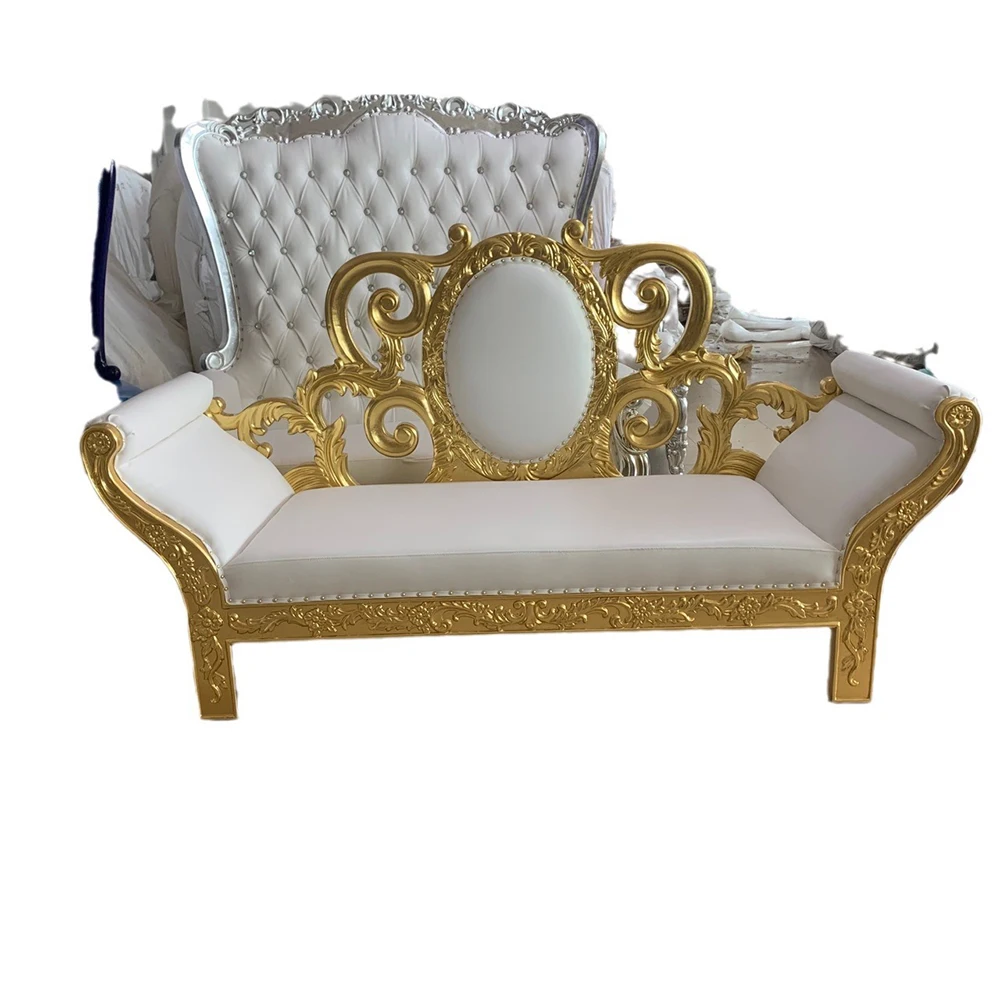 Latest comfortable royal wooden frame luxury king trone sofa king and queen throne chair wedding king throne chair sofa rental