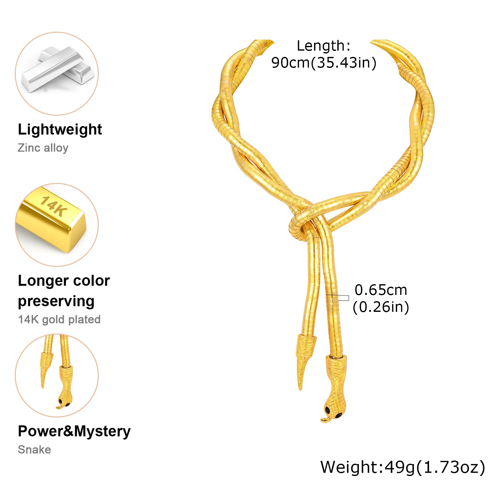 Vnox Personality Trendy Snake Necklaces for Women, Layered Medusa Wristband, Flexiable Adjust Metal Chain Collar Gift