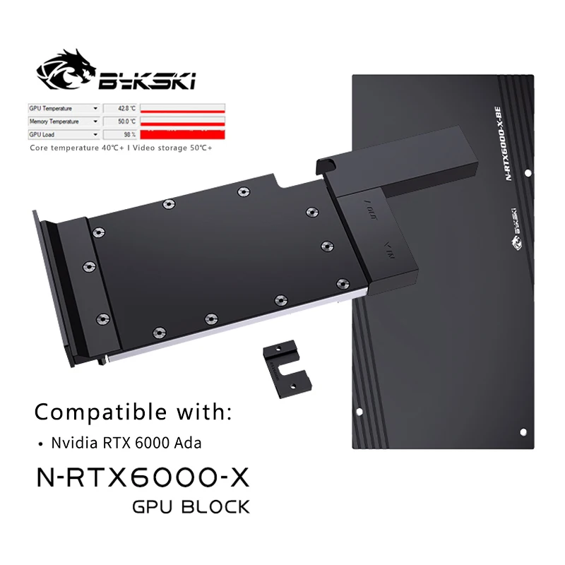 

Bykski Water Block For NVIDIA RTX 6000 Ad,Graphics Card Liquid Cooling GPU Block Copper Radiator Full Metal Cover,N-RTX6000-X