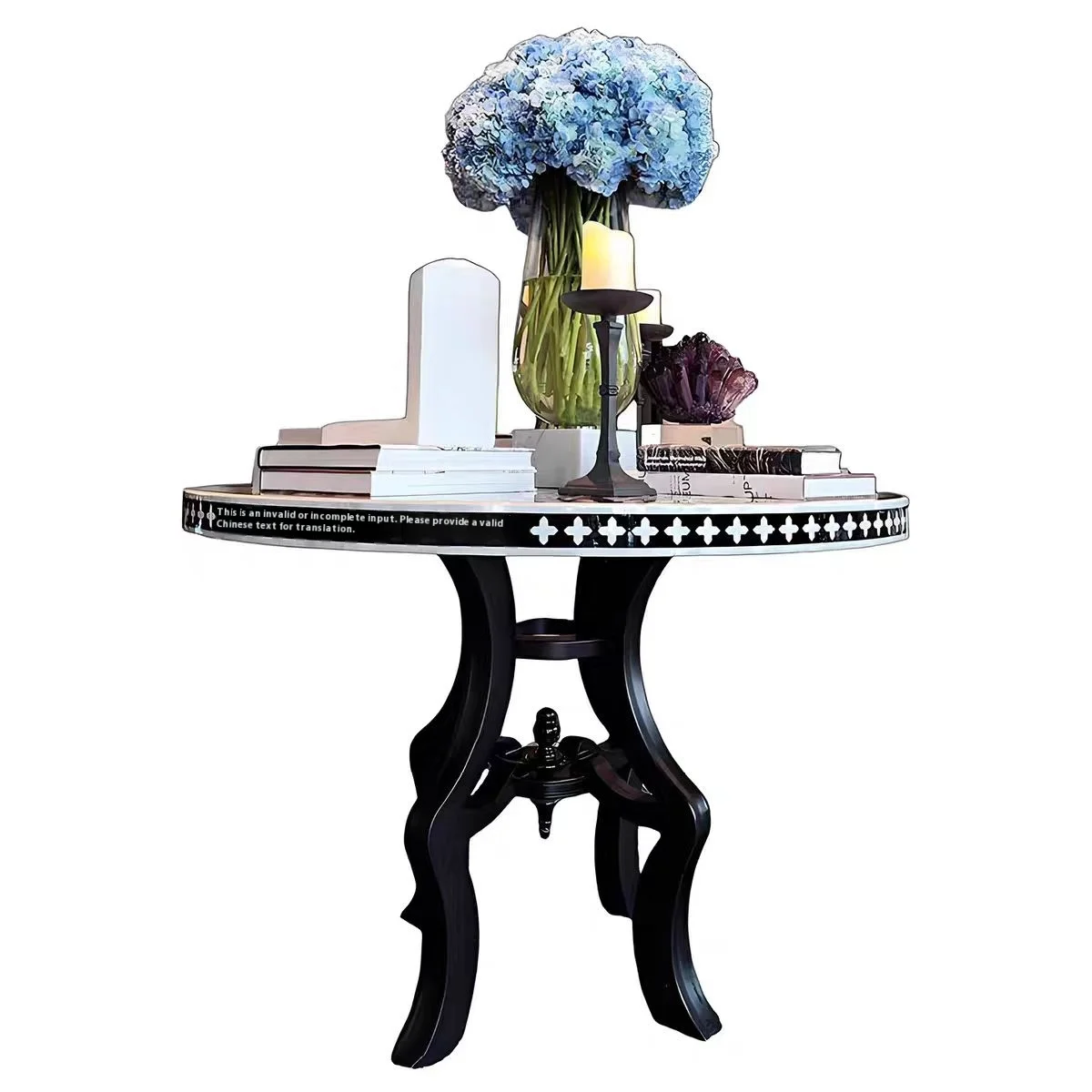 ^American-Style Solid Wood Dining Table Hand-Painted Light Luxury Neo-Classical Design Pastoral Style Simple Hallway Table