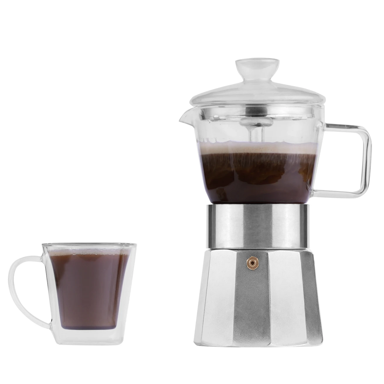 120ml Cafetera Espresso Coffee Maker Glass Aluminum Italy  LatteTools Coffee Sets Moka Pot