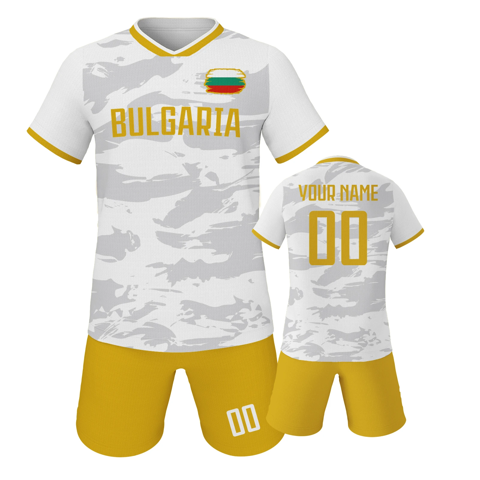Custom Bulgaria Kids Soccer Jersey and Shorts Set Personalized Name Number Youth Football Kit for Boys Girls Team Uniform