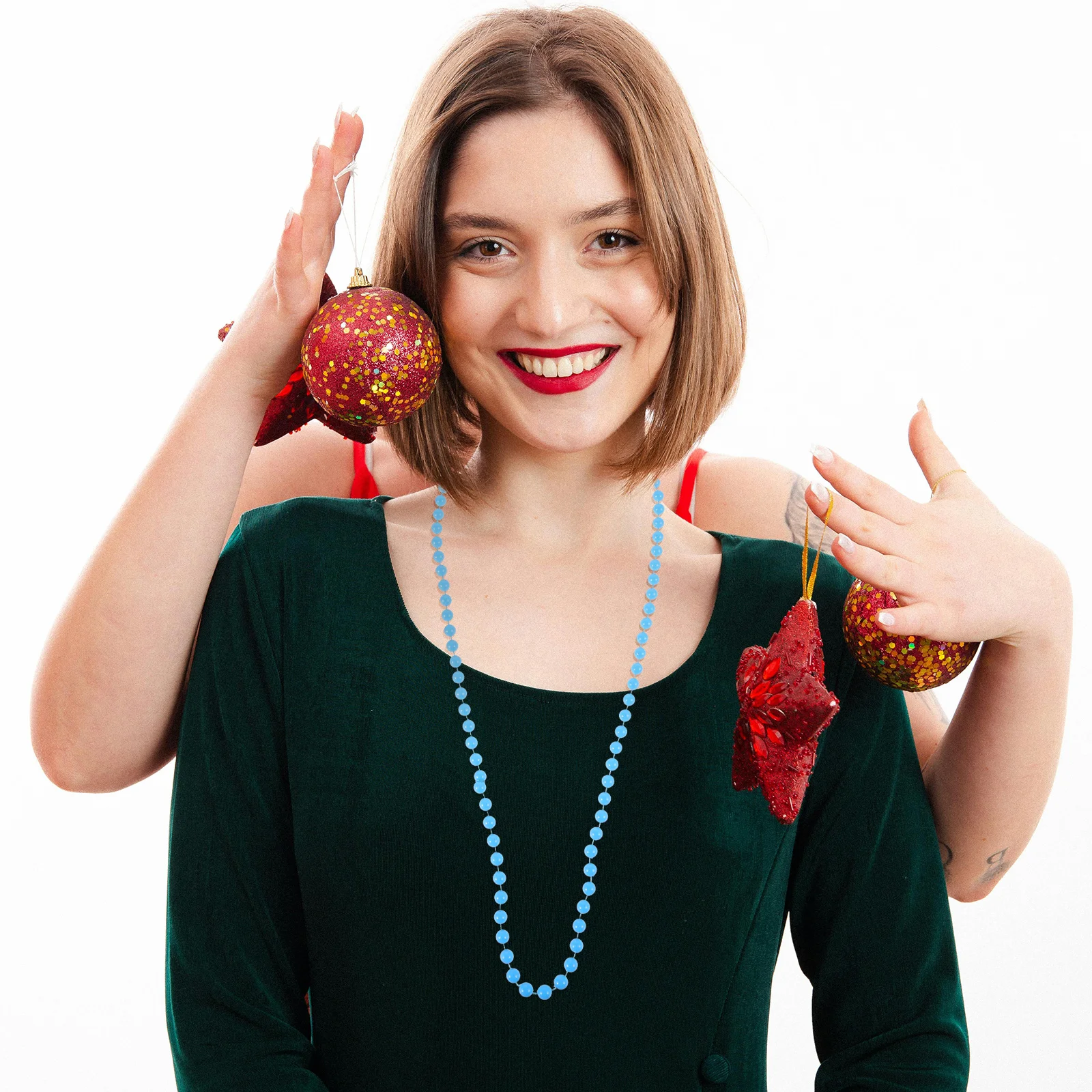 12 szt. Koralików na imprezę maskaradową, kolorowe plastikowe naszyjniki na Halloween, Boże Narodzenie, Sylwestra, rekwizyty sceniczne dla kobiet i dzieci