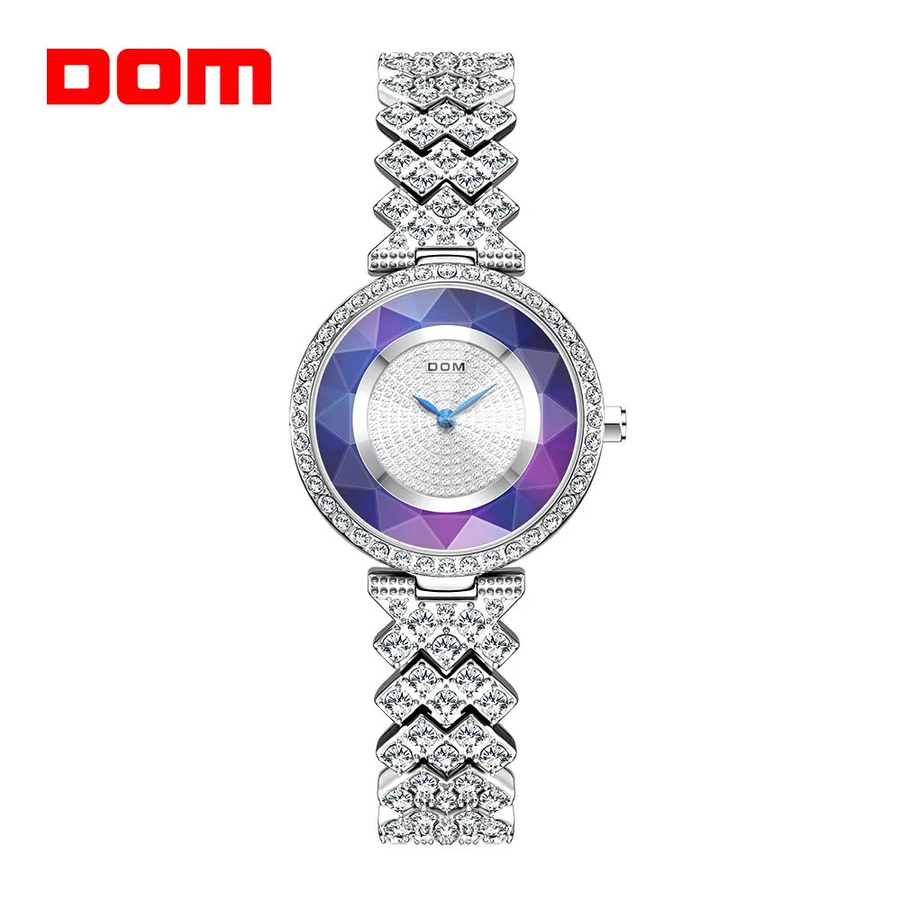 

DOM Ladies Casual Quartz Unique Fashion Ultra-thin Craft Simple Exquisite Purple Watch Steel Watch For Women Life Waterproofing