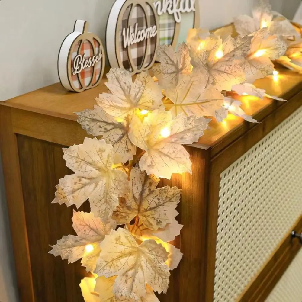 Maple Leaf Design Maple Leaf LED String Lights Waterproof Plastic Holiday Decorative Lights Lifelike Imitation Plant