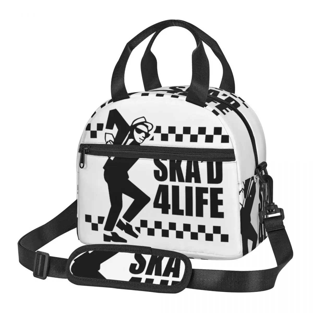 2 Tone Ska'd 4 Life Ska Music Fans Insulated Lunch Bag Two Tone Ska-rock Revival Storage Food Box Large Cooler Thermal Bento Box