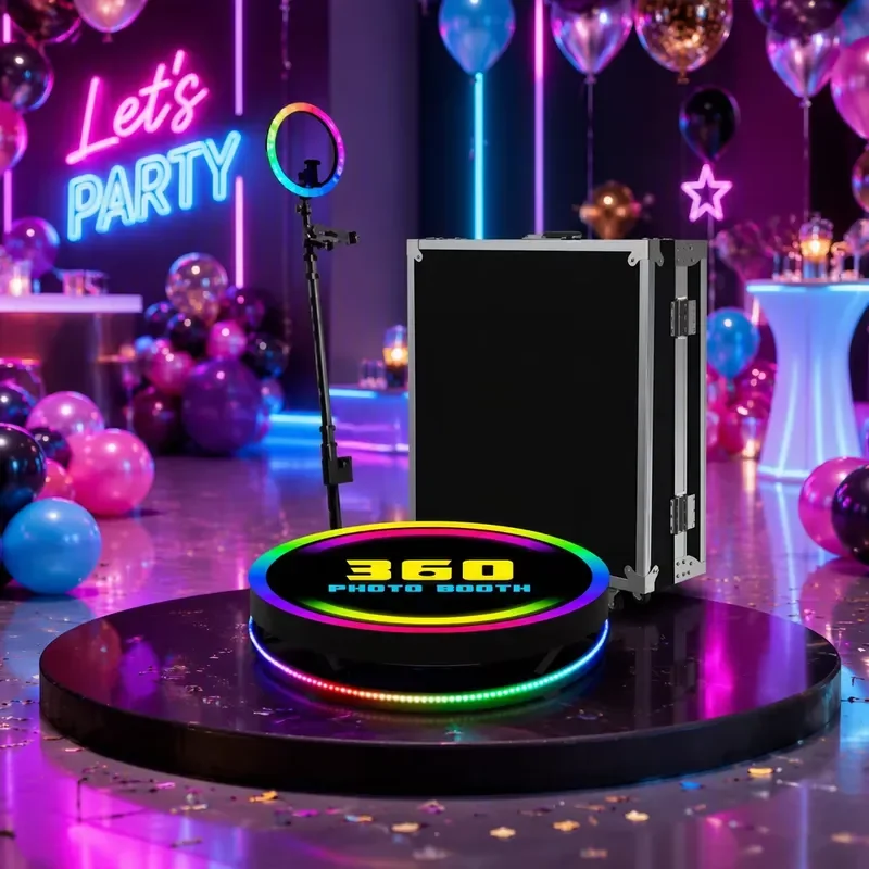 Motorized Rotating Platform 360° Glass Photo Booth Spin Camera Booth for Weddings & Event Rentals