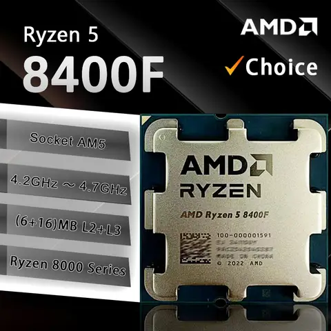 New AMD R5 8400F Ryzen 5 8400F 6 Cores 12 Threads 4.2GHz Desktop computer processor with AM5 Socket CPU