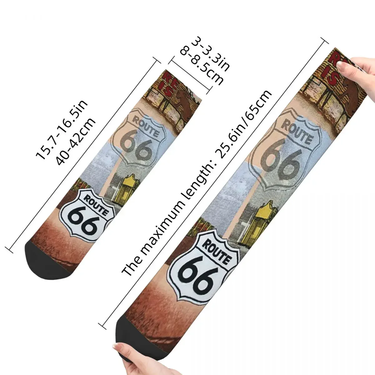 Retro Fun Colorful Route 66 Collage Football Socks Fashion Funny Crazy Socks for Women Men Breathable Breathable Sock