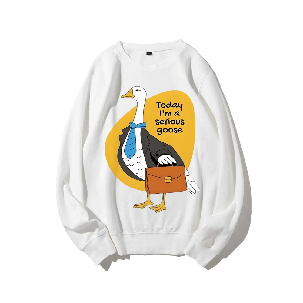Sweat-shirt à col rond décontracté, sweat à capuche graphique Serious Goose, en coton de qualité supérieure, surdimensionné, imprimé coloré, Style Y2K drôle