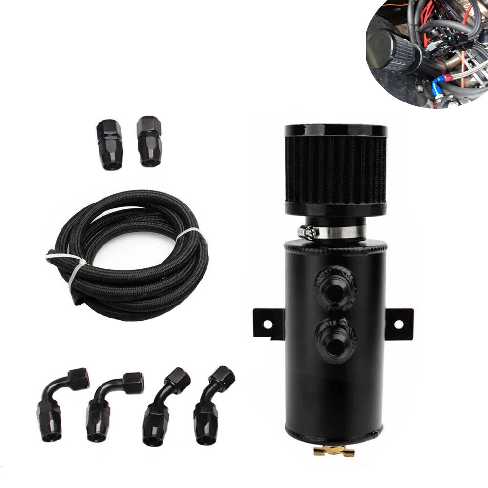 

10AN Oil Catch Can Breather Can with Drain Valve750ML Capacity 10AN 5/8 Fuel Line Fitting KitNylon Braided CPE Fuel Line 10FT