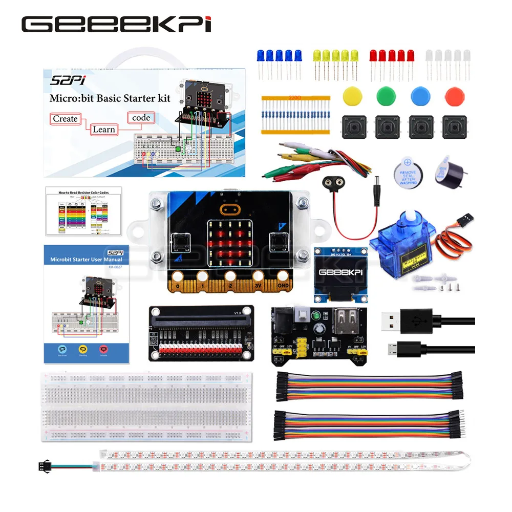 

GeeekPi Microbit Starter Kit for Kid Accessories with Micro:bit Coding Electronics Kit, STEM Educational DIY Experiment Kit