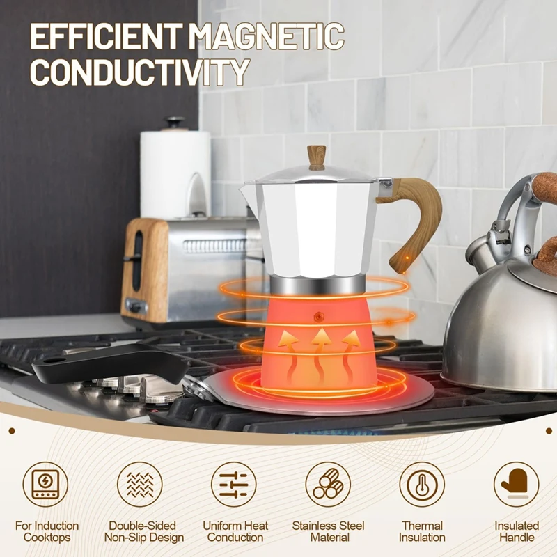 Moka Pot Warmtegeleider Inductiekookplaat Adapterplaat 13 cm/5,1 inch Roestvrijstalen koellichaam voor