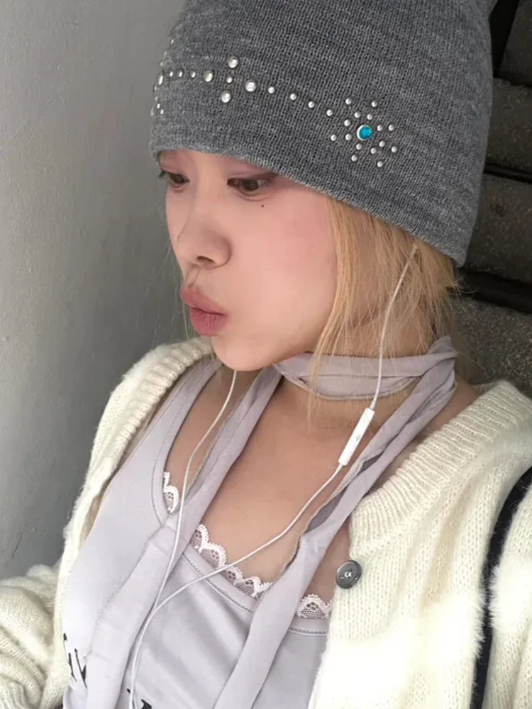 فريد من نوعه SEI جوهرة برشام تصميم عارضة Y2K تنوعا محبوك قبعة باردة Personali اليابانية Sle الرجعية متعددة الوظائف الترفيه K... #4