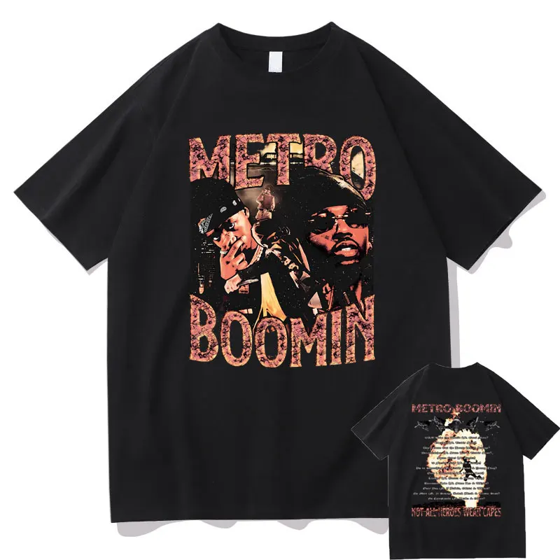 

Rapper Metro Boomin Not All Heroes Wear Capes Double Sided Printed T Shirt Male Hip Hop Oversized T-shirt Men's Vintage Tshirt