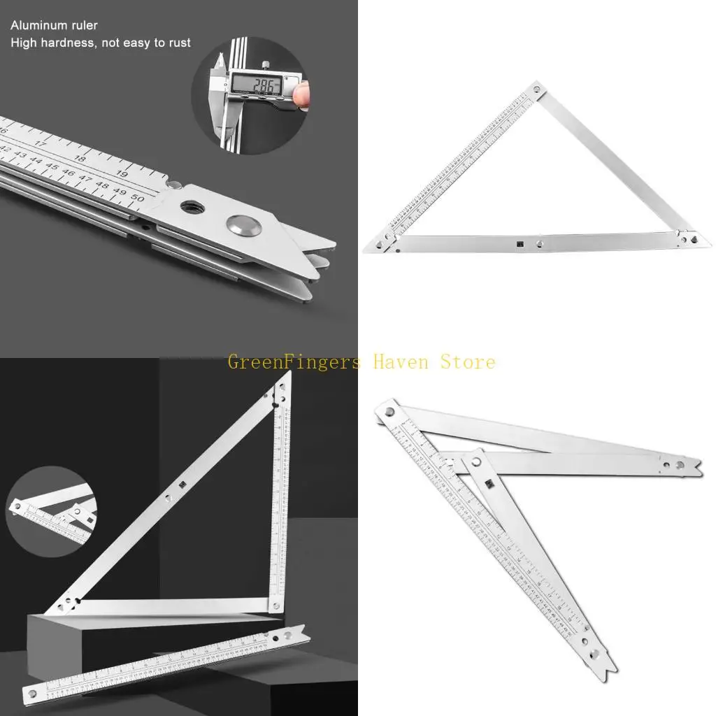 F68D 45 Degree Foldable Aluminum Alloy Ruler Carpenter Square for Triangle Rule