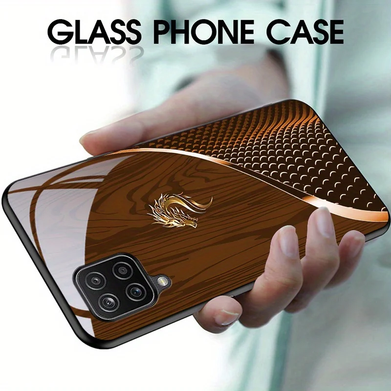 Golden Dragon Pattern Fashion Glass Phone Case Suitable for Samsung Galaxy S26 S25 S24 S23 S22 S20 FE/Ultra/Plus Anti Drop
