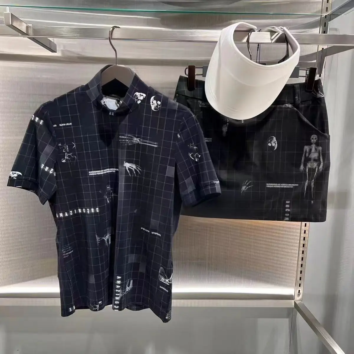 

Women's Summer Golf Apparel: Cool-Touch Sporty Casual Collared Short-Sleeve Skirt Set Versatile Outdoor Wear