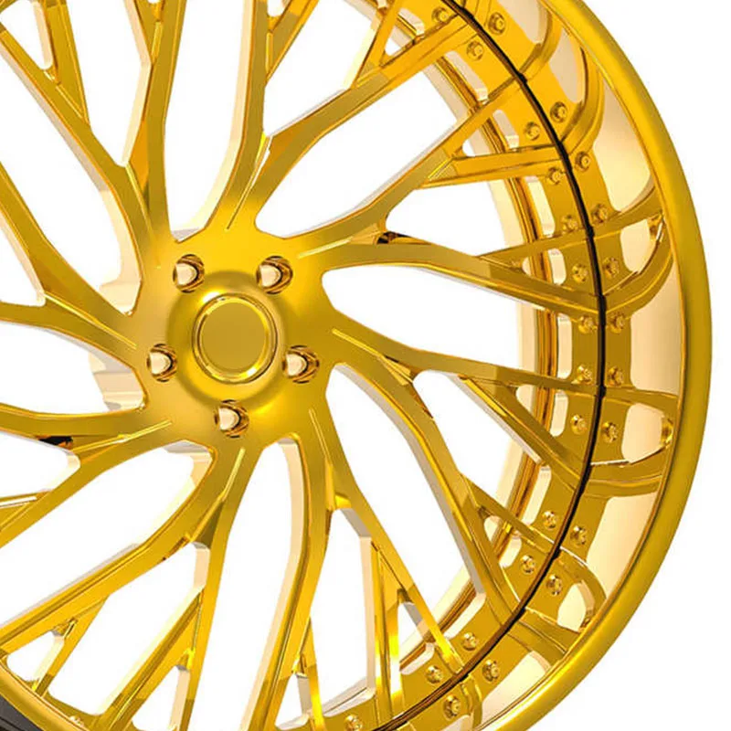 2-piece Deep Lip Dish Forged Wheels 18 19 20 21 22 23 24 26 Inch Custom Design Golden Aluminium Alloy Forged Rims for Jeep