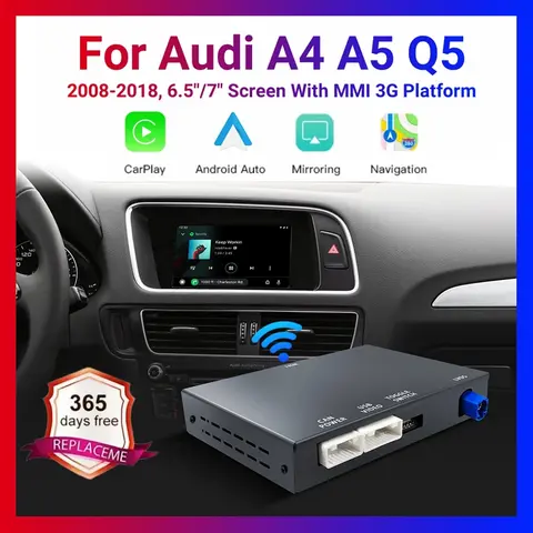 아우디 A4 A5 Q5 2008-2018 안드로이드 오토 미러링크 에어플레이 후방 카메라 멀티미디어 액세서리용 ANYFAR 무선 CarPlay