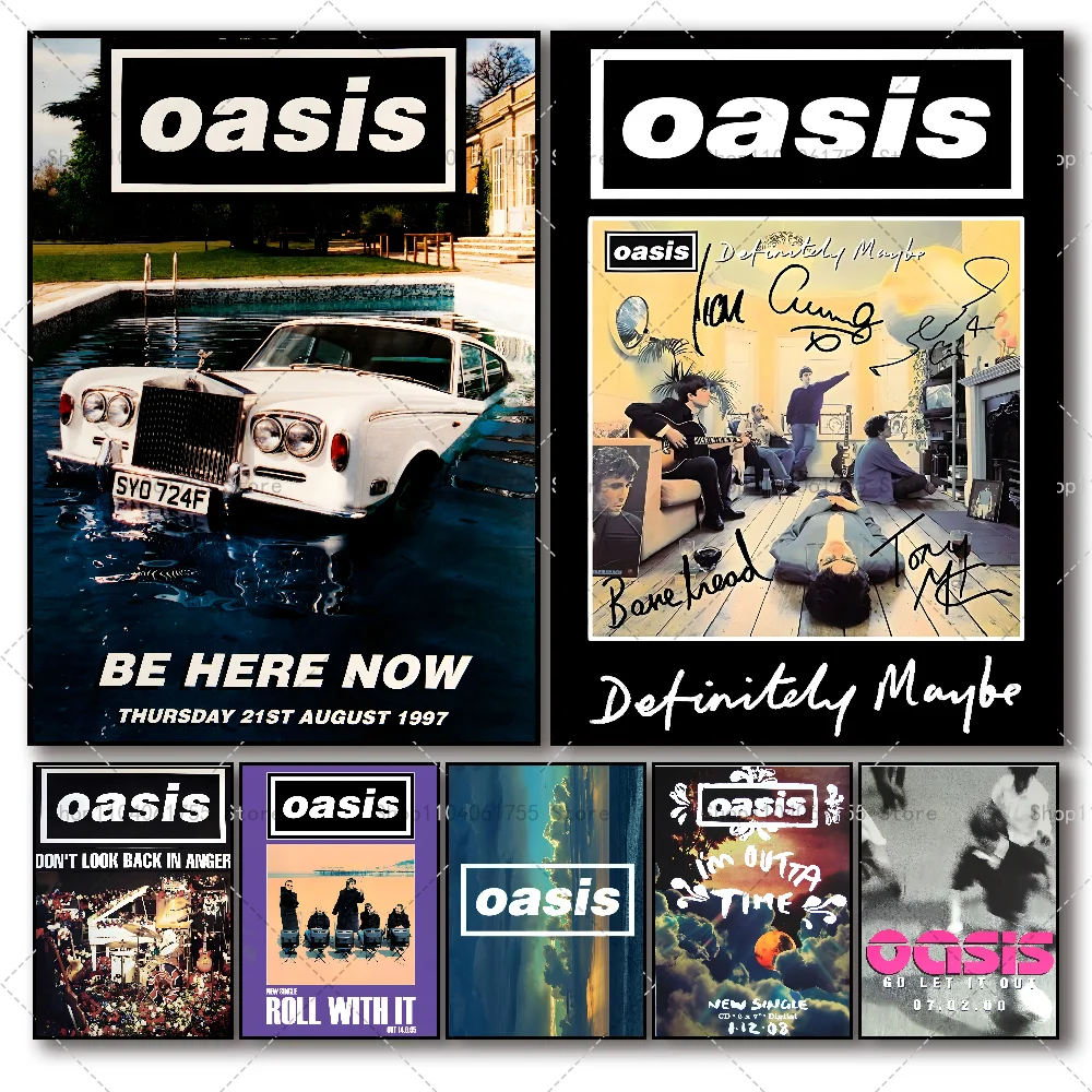 1PC Band O-Oasis Poster Self-adhesive Art Waterproof Paper Sticker Coffee House Bar Room Wall Decor