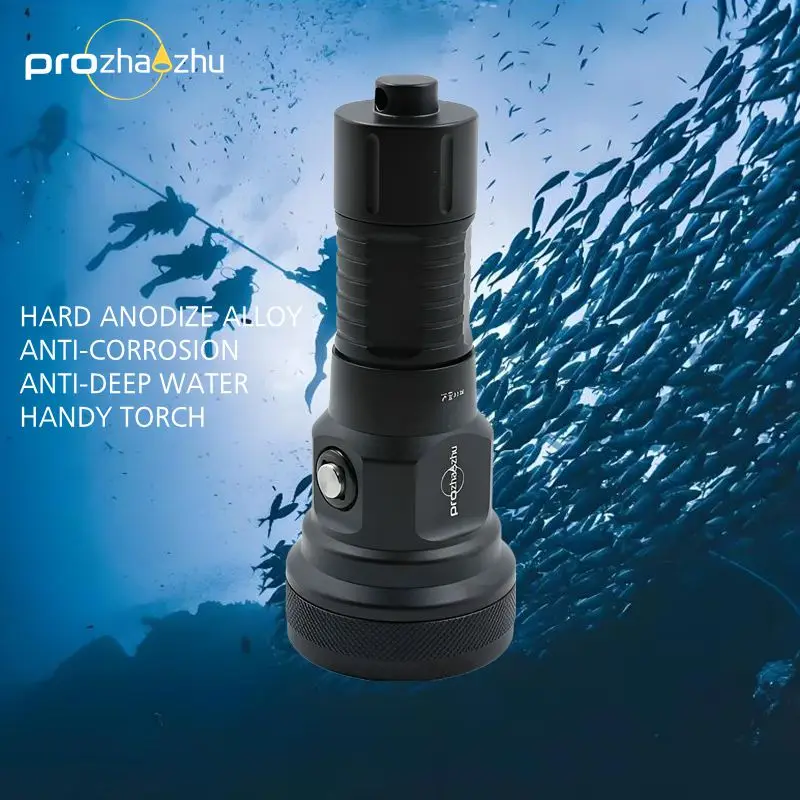SBT90 6000 لومينز IP68 100 متر LED مصباح غوص 26650 قابل لإعادة الشحن سبائك الألومنيوم الغوص مصباح يدوي