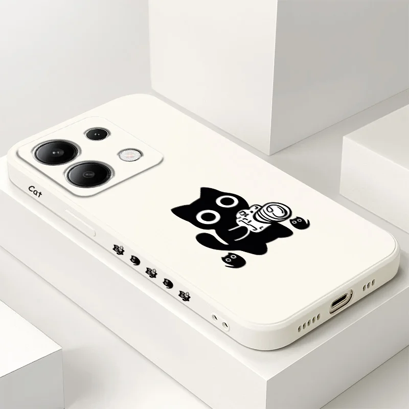 مضحك القطط قضية الهاتف ل Xiaomi Redmi ملاحظة 14 13 12 12S 11 11S 10 10S 9 9S 14C برو زائد 4G 5G السائل غطاء سيليكون