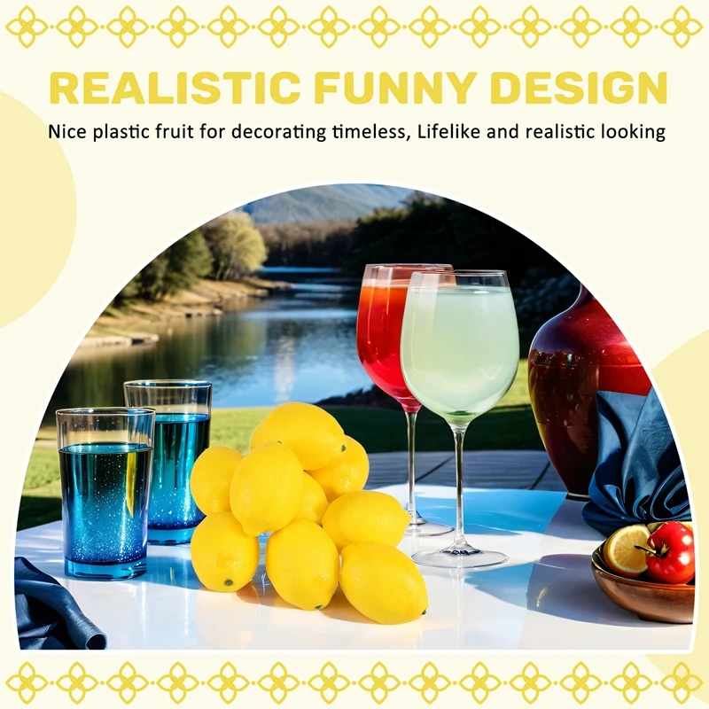 Buah Palsu Dekorasi Dapur Rumah Buatan Simulasi Manusia Hidup Lemon Kuning Set 10 Buah