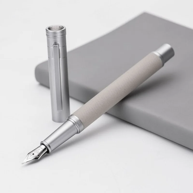 

A+ HongDian White Forest Metal Fountain Pen Silver EF/F/Bent Nib Writing Ink Pen