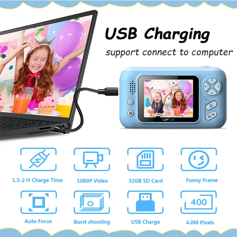 جديد أطفال كاميرا 1080P يده 2.4 بوصة HD شاشة الأطفال كاميرا رقمية مسجل فيديو لعب للأطفال طفلة هدية عيد ميلاد