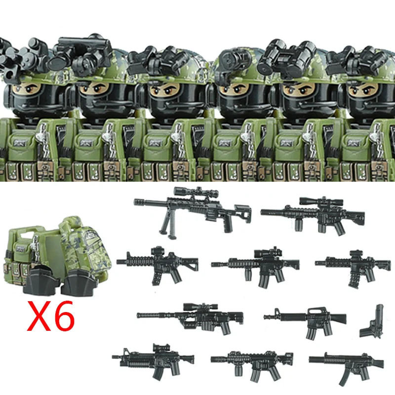 Militär-Spezialeinheiten-Serie Bausteine Stadt-Polizei Kommando SWAT Armee-Soldat Figur Gasmaske Waffen Bausteine Spielzeug